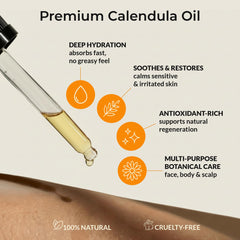 Etiqueta orgánica Belleza Diaria Calendula Aceite: ingrediente natural para hidratación suave