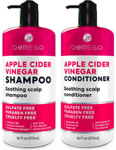 Bellisso Apple Cider Vinegar Shampoo bottle promotes refreshed scalp and oil balance.