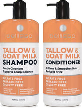 Bellisso beef-tallow shampoo bottle shows rich hydration for dry scalp care.