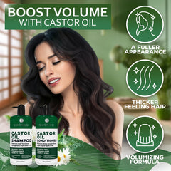 Bellisso castor oil conditioner bottle supports detangling and smoothing hair.
