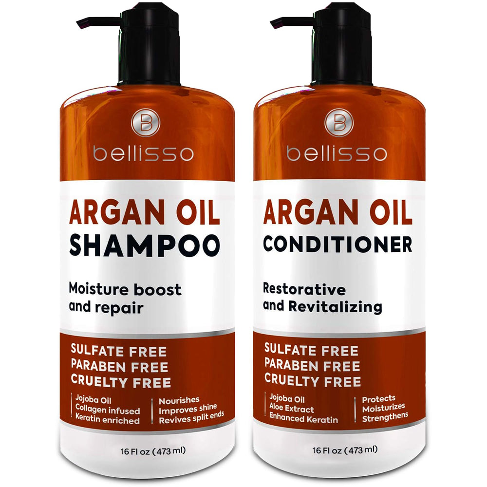 Bellisso champú aceite de argán brillo: cabello suave y radiante.