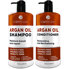 Bellisso champú aceite de argán brillo: cabello suave y radiante.