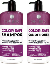 Bellisso color-safe shampoo bottle showcases vibrant color protection for everyday use.