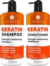 Bellisso Keratina Champú en botella, cabello más fuerte y manejable.