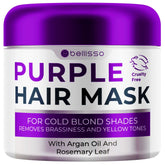 Bellisso mascarilla morada para cabello blanqueado, tono más natural y suave.