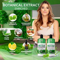 Close-up of Bellisso nettle conditioner label emphasizes color-safe care.