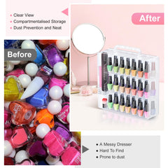 Beloving nail polish organizer front-back open for quick loading.