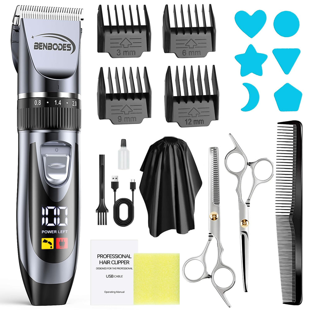 Benbodes hair clippers with LED display show battery status for easy cordless grooming.