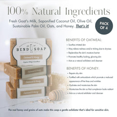 Bend Soap Co. oatmeal honey soap lather promoting gentle cleansing.