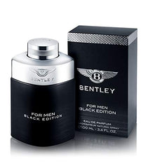Close-up of Bentley Black Edition EDP label highlighting premium notes