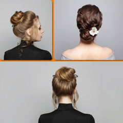 BEoffer French hair pin being placed on head showing comfortable U-shaped support