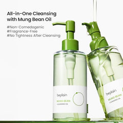 Beplain Mung Bean cleansing oil emulsion action for eye-safe makeup removal