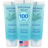 BERGMAN KELLY travel-size shampoo tropical waterfall bottle close-up for guest amenities