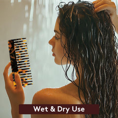 Besglam wide tooth comb Tokyo pattern gliding through hair
