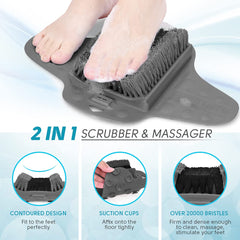 BESKAR foot scrubber features contoured dual-bristle design for thorough cleaning.
