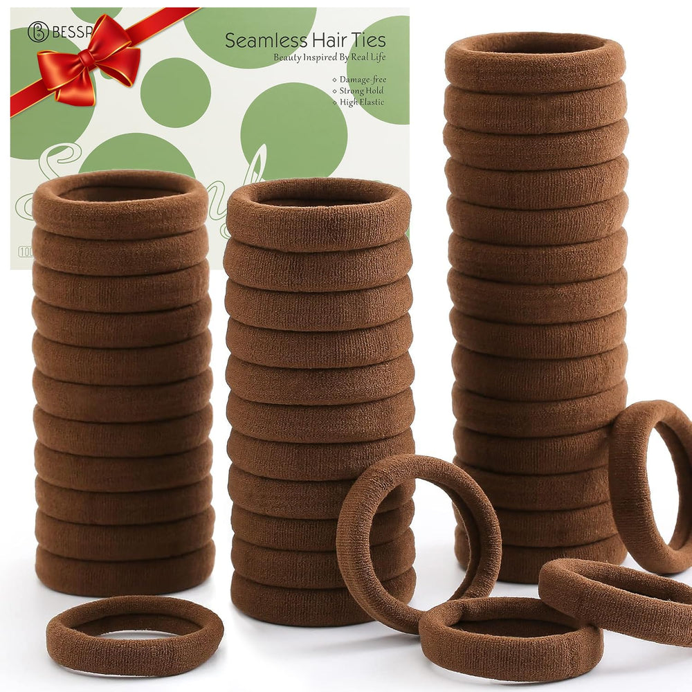 Bessrung 100pcs thick seamless hair ties for strong, comfortable ponytails.