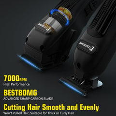 BESTBOMG BS-808A hair clipper side view showing ergonomic grip and control.