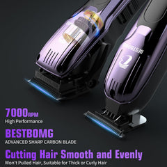 BESTBOMG BS-808C hair clipper side view showing ergonomic non-slip grip