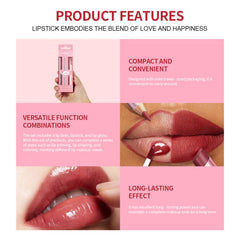BestLand nude-pink velvet matte lipstick swatch on lips showing rich pigment.