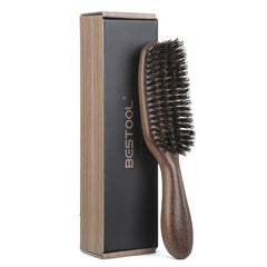 BESTOOL hair brush with boar bristles and wooden handle for smoothing and texture