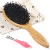 BESTOOL hair brush with oval bamboo paddle for gentle detangling and scalp massage.