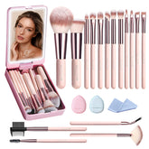 BESTOPE PRO makeup brush set in case with LED mirror for organized on-the-go application.