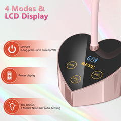 Compact foldable BETE lamp saves space and travels easily.