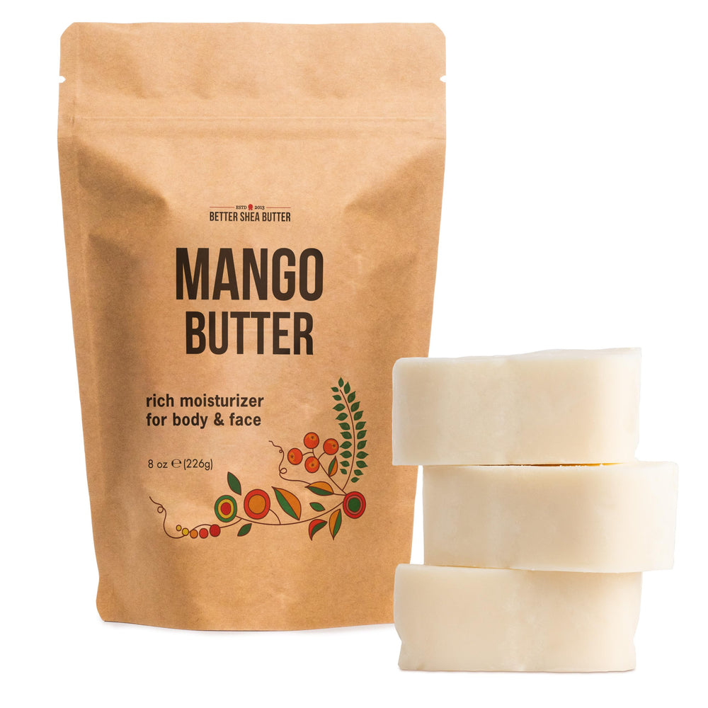 Better Shea Butter Raw Mango Butter Block 8oz nourishes dry skin and hair