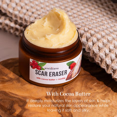 Cream swirl of Better Shea Butter Scar Eraser Balm highlighting cocoa butter formula