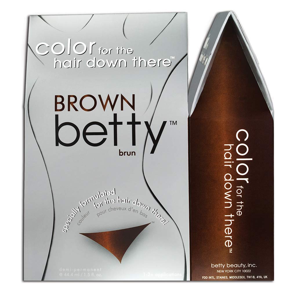 Betty Beauty Brown Betty color kit packaging shows a premium, discreet design for intimate area use.