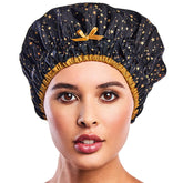 Betty Dain Fashionista Starry Nights cap side view showing waterproof design for hair protection