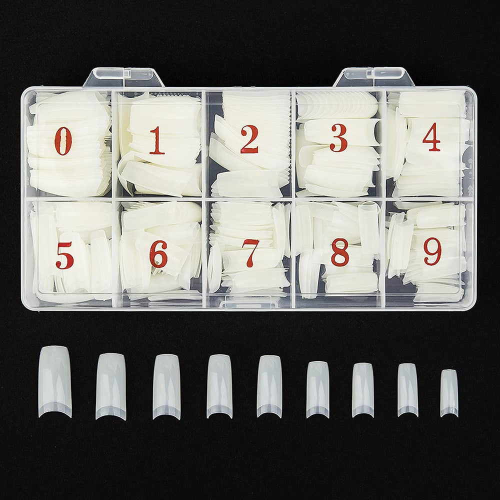 Beuniar acrylic nail tips 500pcs with storage box for easy sizing.