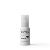 Bevel Beard Oil bottle enhances shine and hydration for a groomed look.