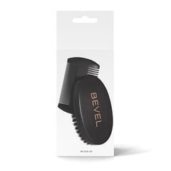 Dual‑sided pearwood brush for versatile grooming of hair and beard.