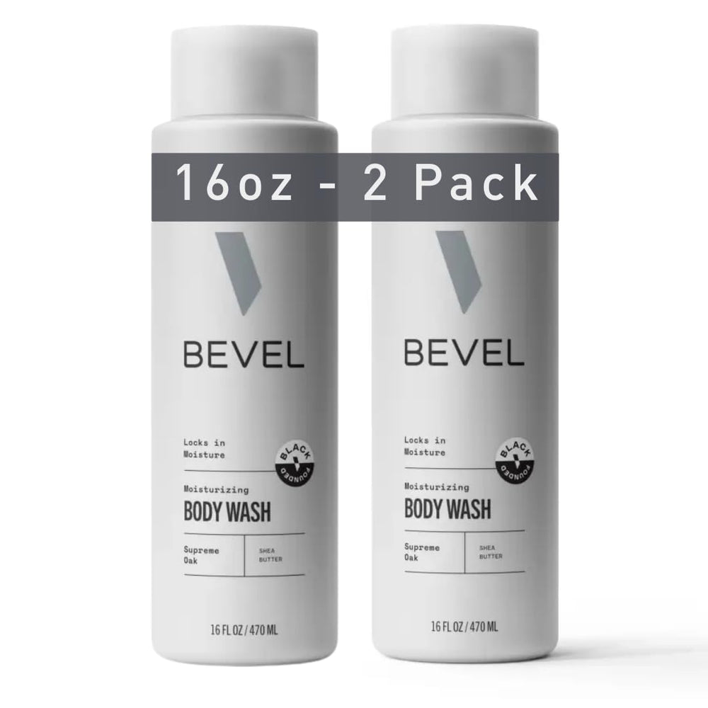 Bevel Moisturizing Body Wash Supreme Oak 16oz pack2 bottle highlighting a hydrating cleanse.
