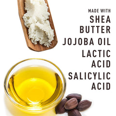 Bevel shea butter and jojoba oil closeup, nourishing hydration for soft, supple skin.