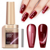 Bevimee Red Cat Eye Gel Polish bottle in moonlight burgundy glitter for salon-grade shine