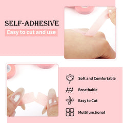 BEVTEE self-adhesive lash tape pink roll for easy, pain-free removal.