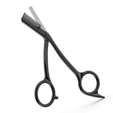 BEZOX eyebrow scissors with comb shows ergonomic handle for precise trimming.