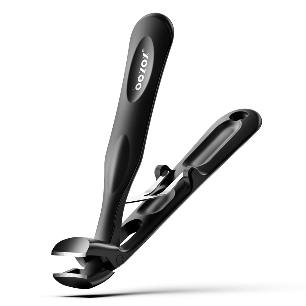 BEZOX angled-head toenail clippers for precise cuts on thick nails.