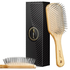 BFWood bamboo hair brush with ergonomic handle for comfortable styling