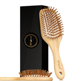 bfwood bamboo hair brush with paddle; gentle detangling and shine.