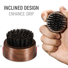 BFWood beard brush round head for precise shaping and even distribution.