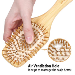 bfwood ergonomic wood handle offers comfortable grip during detangling sessions.