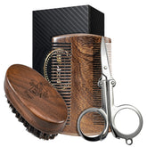 BFWood beard brush with boar bristles for smooth styling and even oil distribution.