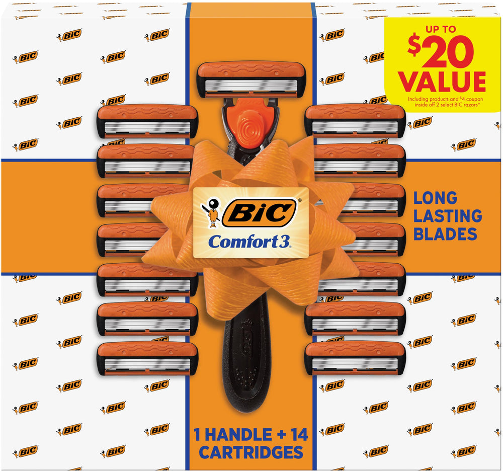 BIC Comfort 3 handle with ergonomic grip for precise shaving.