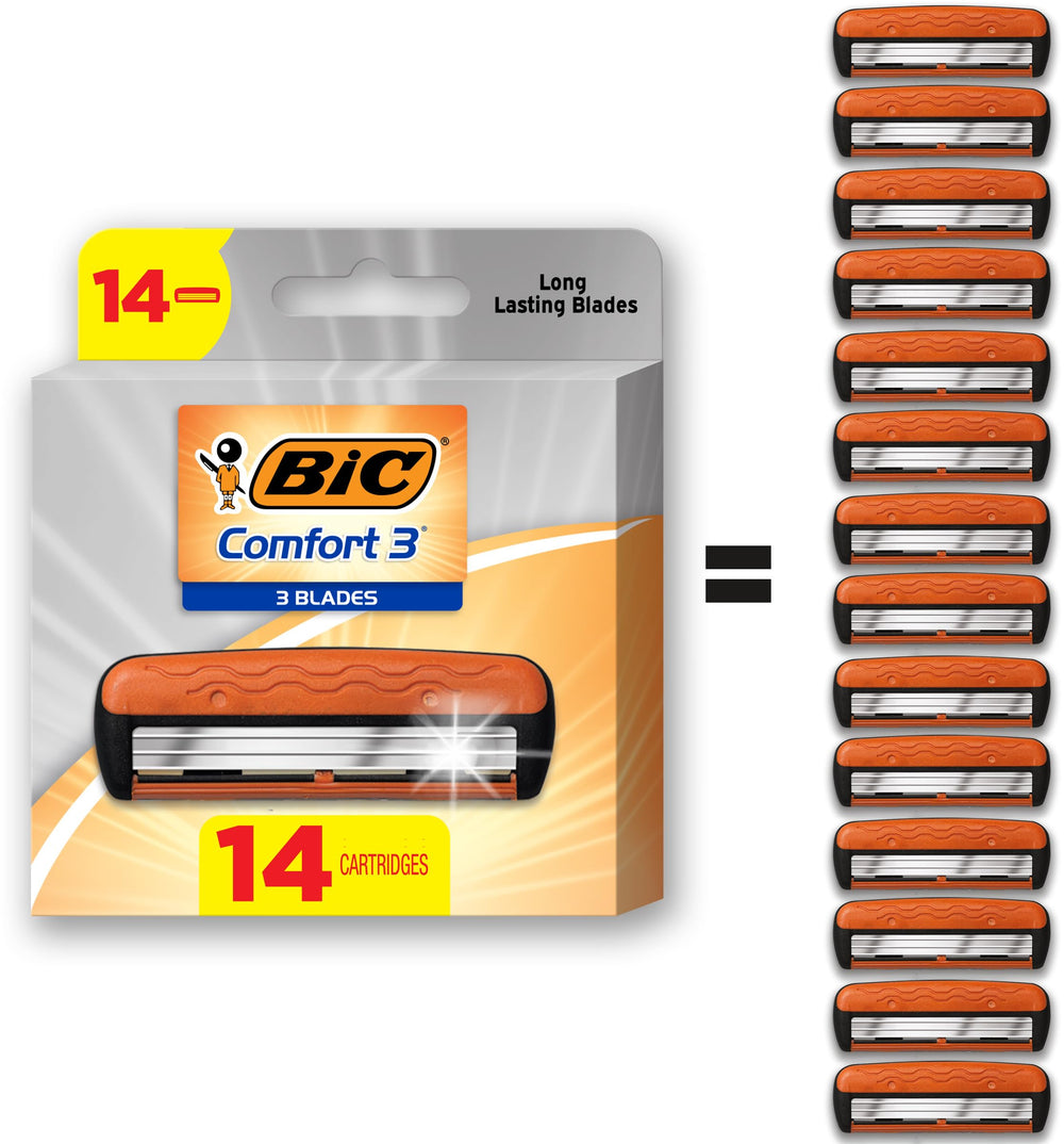 BIC Comfort 3 refill cartridges in a 14-pack deliver a smooth shave.