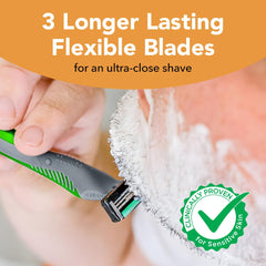 BIC Flex 3 Sensitive razor aloe strip provides gentle glide across skin.