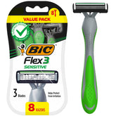 BIC Flex 3 Sensitive razor pivoting head for a smooth, controlled shave.