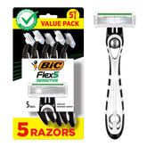 BIC Flex 5 Sensitive razor pack with five blades for a close, comfortable shave.